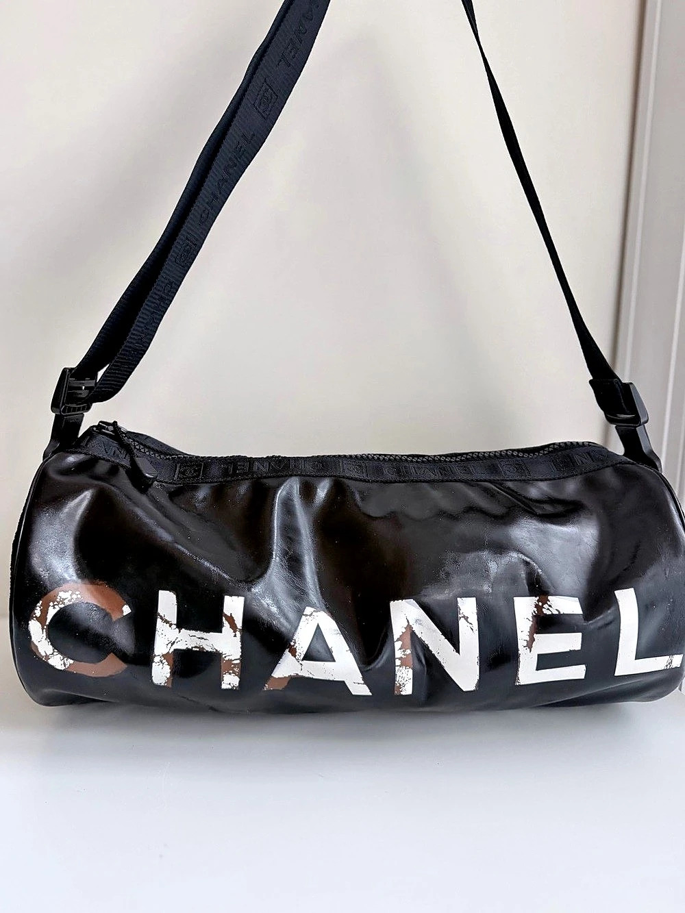 Authentic Chanel Sport Line Black Large Duffle Bag